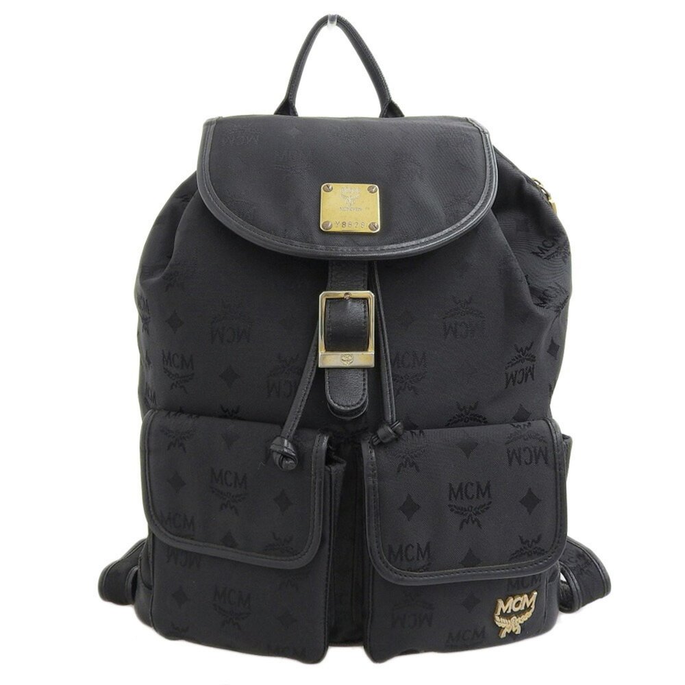 Mcm Rucksack Backpack Nylon Black Gem